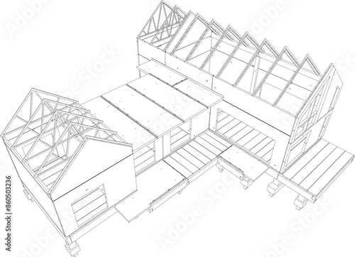 3D illustration of building structure