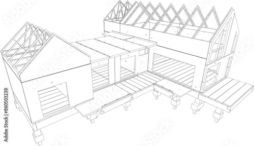 3D illustration of building structure