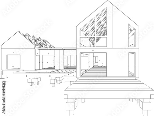 3D illustration of building structure