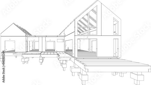 3D illustration of building structure