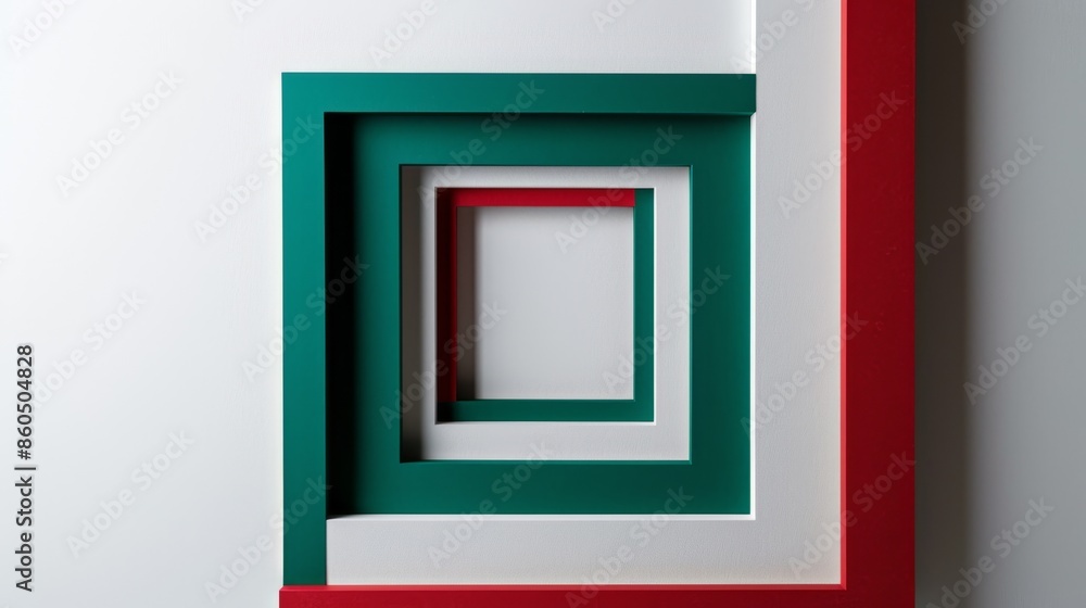 Futuristic Vertical Rectangular Frame in Emerald Green and Crimson Abstract Design on White Background Futuristic Vertical Rectangular Frame in Emerald Green and Crimson Abstract Design on White Background