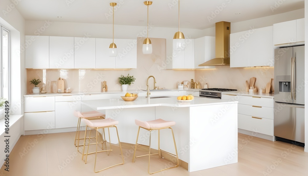 Fototapeta premium white and gold theme modern interior design