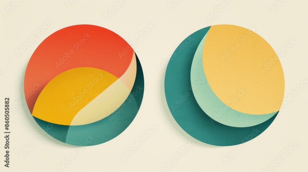 Retro Gradients Abstract Artworks in Circular Frames with Sketch Technique Fresh Modern Geometric Shapes in Turquoise, Coral, Mustard Retro Gradients Abstract Artworks in Circular Frames with Sketch Technique Fresh Modern Geometric Shapes in Turquoise, Coral, Mustard