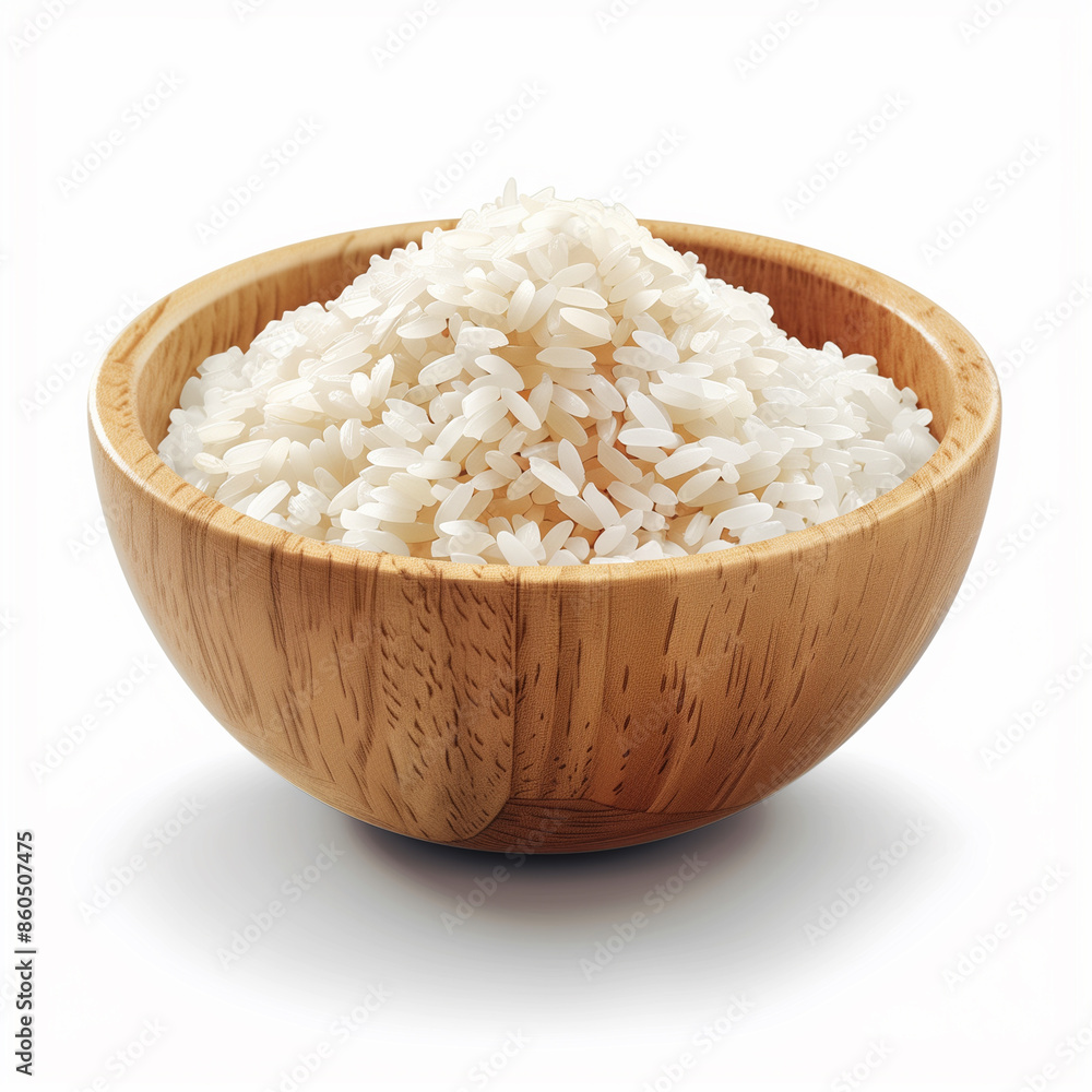 A bowl of rice with a wooden bowl A bowl of rice with a wooden bowl