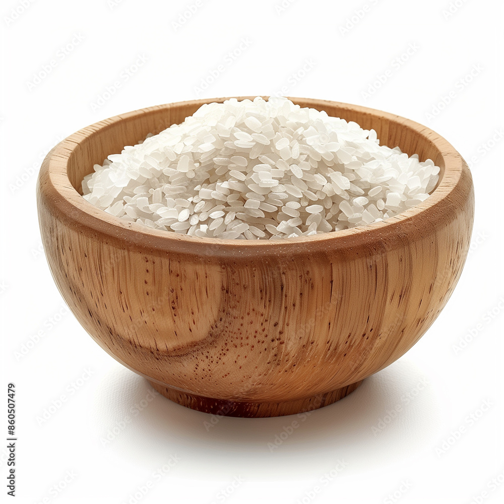 A bowl of rice with a wooden bowl A bowl of rice with a wooden bowl