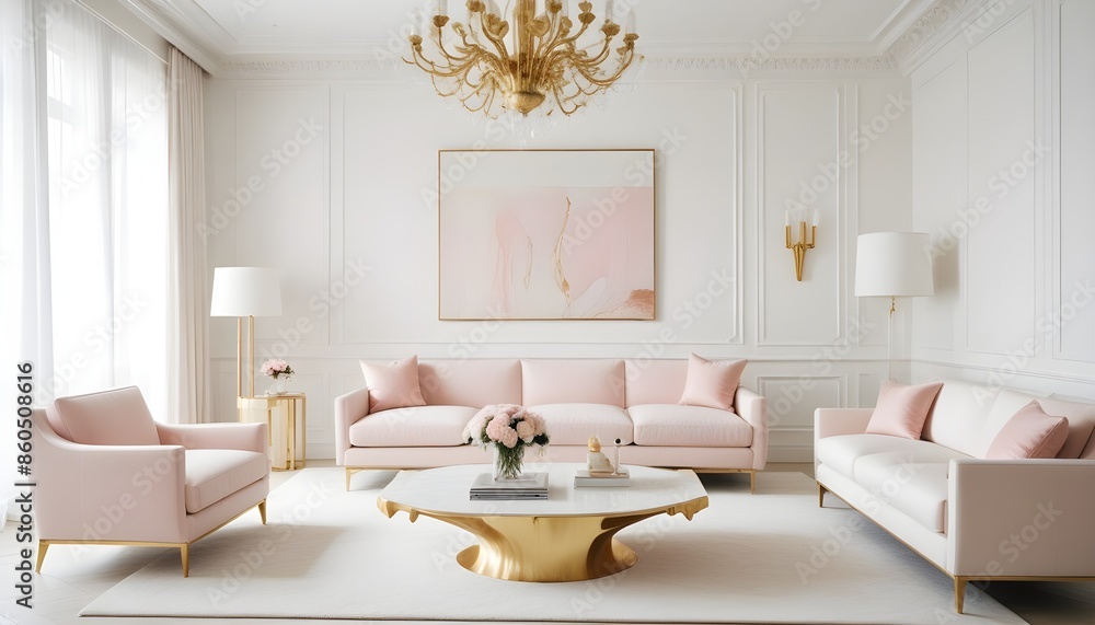 Fototapeta premium white and gold theme modern interior design