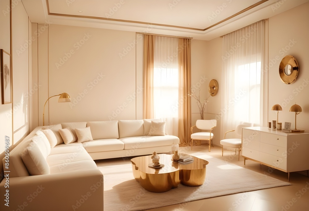 Fototapeta premium white and gold theme modern interior design