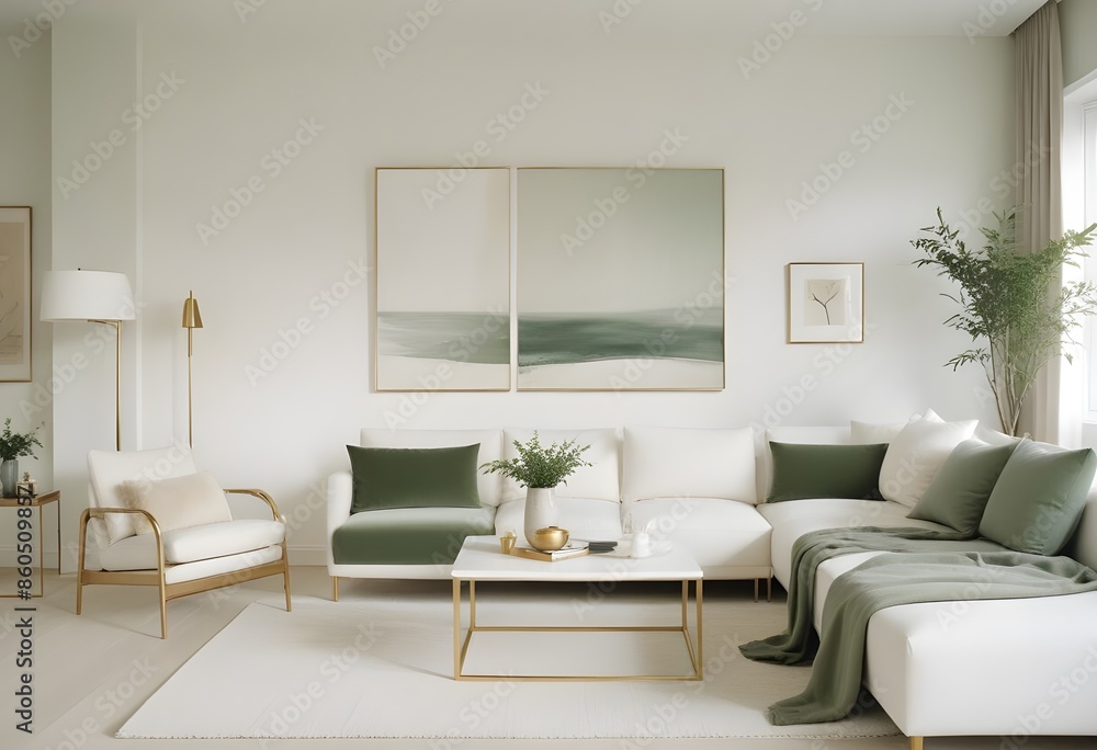 Fototapeta premium white and gold theme modern interior design