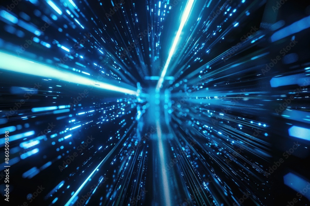 A vibrant blue and white light streaking across a dark background, perfect for representing illumination or energy A vibrant blue and white light streaking across a dark background, perfect for representing illumination or energy