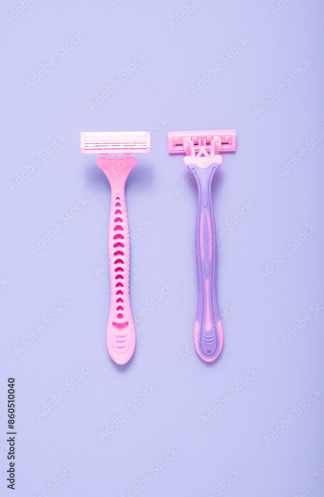women's razors on a purple background women's razors on a purple background