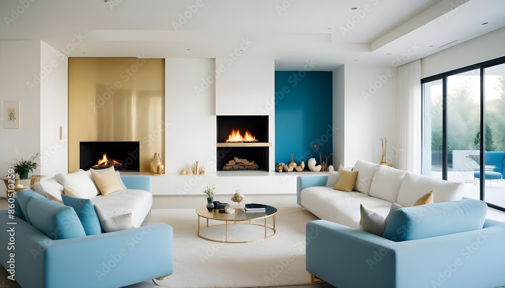 Fototapeta premium white and gold theme modern interior design