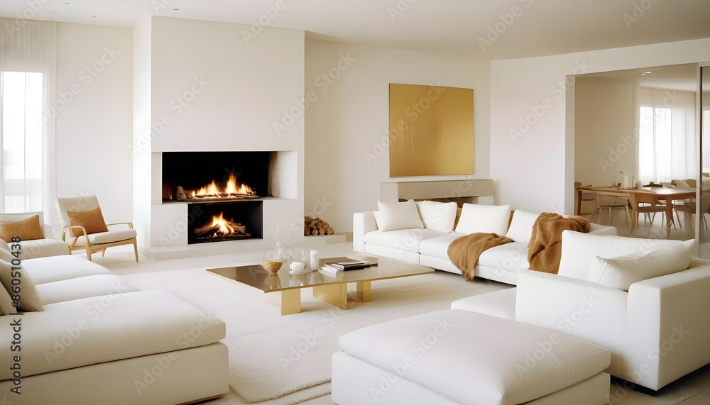 Fototapeta premium white and gold theme modern interior design