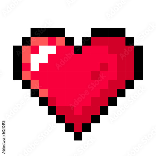 Heart pixel art isolated on a white background. Vector 8 bit illustration.