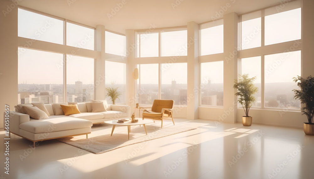 Fototapeta premium white and gold theme modern interior design