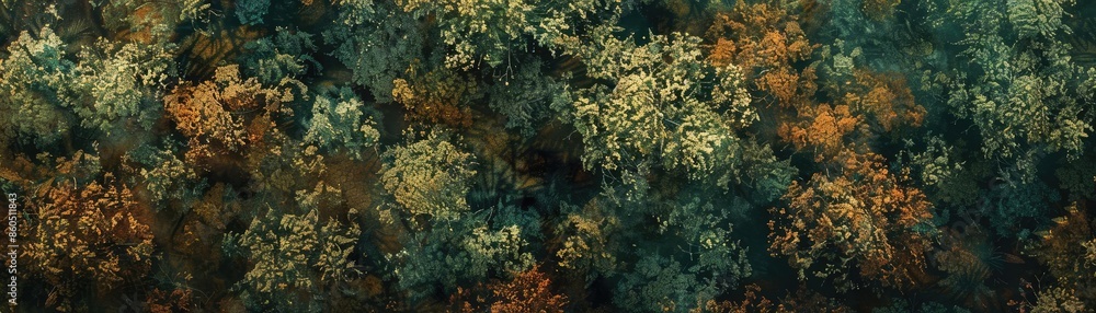 Birds-eye view of a serene forest Birds-eye view of a serene forest
