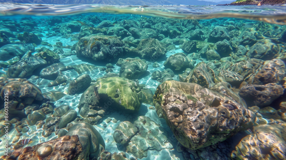 a glass-clear underwater picture where you can see stones and water a glass-clear underwater picture where you can see stones and water
