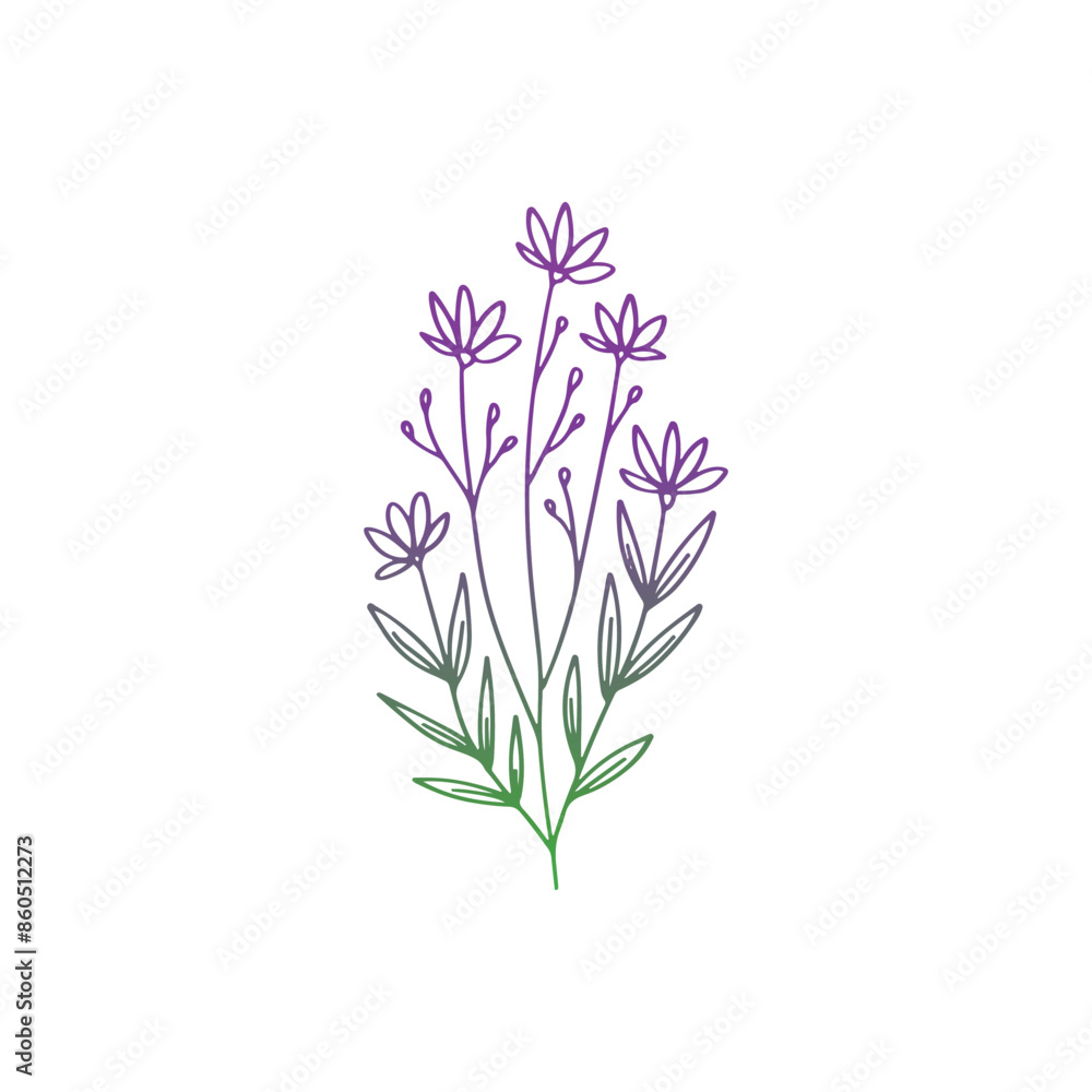 Obraz premium stem and leaf line vector logo design