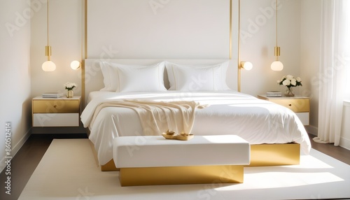 Wallpaper Mural white and gold theme modern interior design Torontodigital.ca