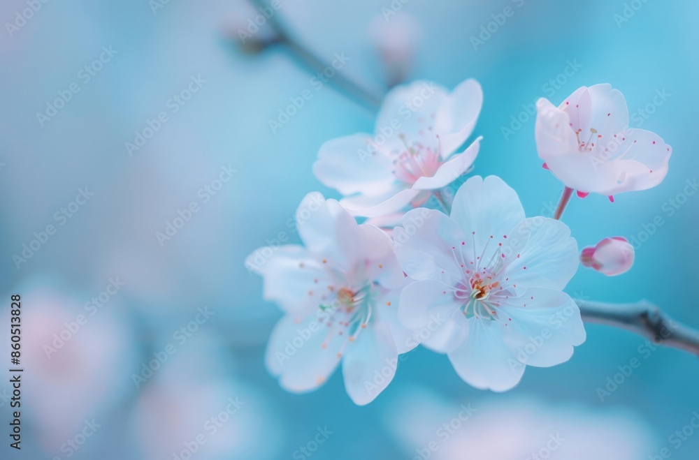 delicate white cherry blossoms against a soft blue background delicate white cherry blossoms against a soft blue background
