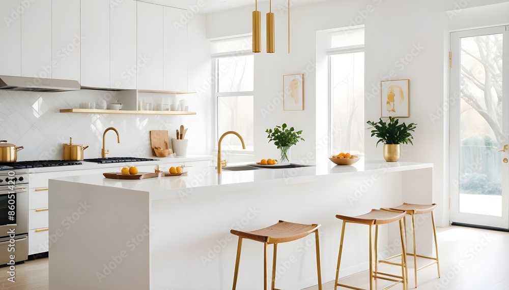 Fototapeta premium white and gold theme modern interior design