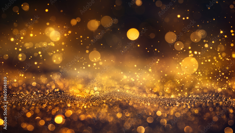 Obraz premium A blurry image of gold and blue sparks with a dark background