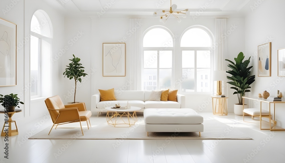 Fototapeta premium white and gold theme modern interior design