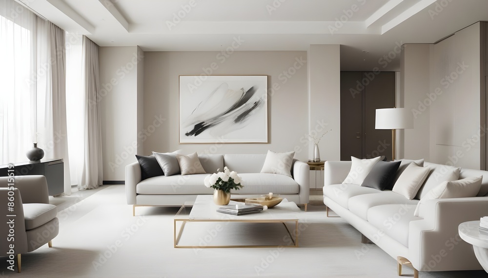 Fototapeta premium white and gold theme modern interior design