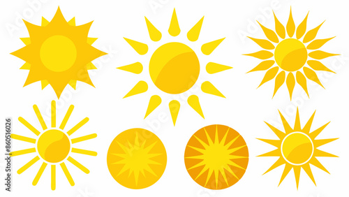 set of sun vector on a white background