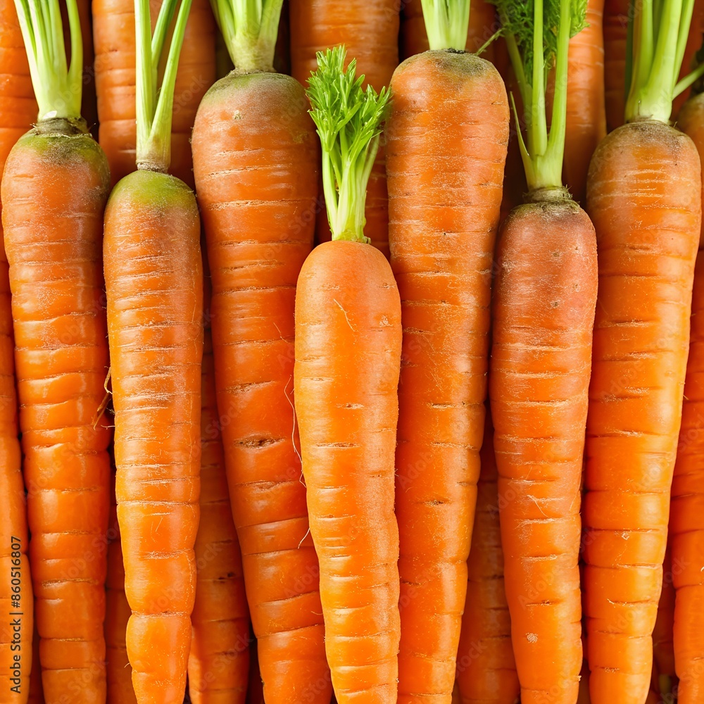 Close Up of Fresh Orange Carrots With Green Tops. Generative AI Close Up of Fresh Orange Carrots With Green Tops. Generative AI