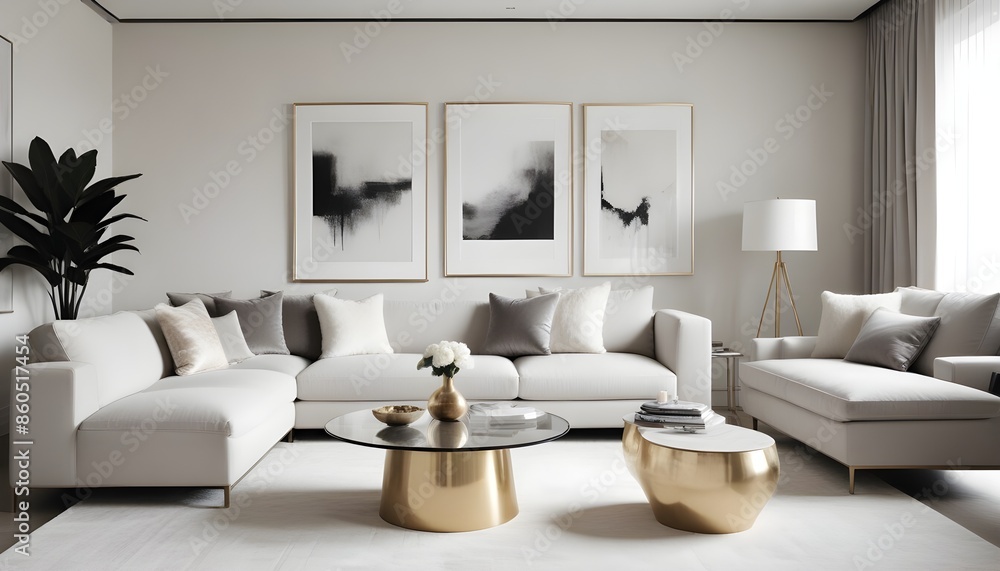 Obraz premium white and gold theme modern interior design