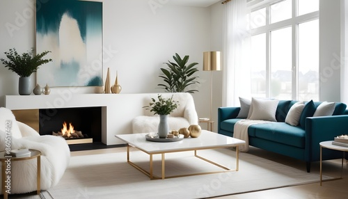 white and gold theme modern interior design