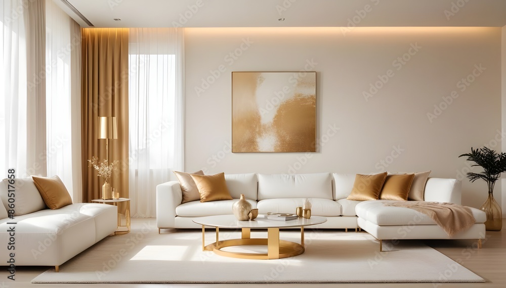 Fototapeta premium white and gold theme modern interior design