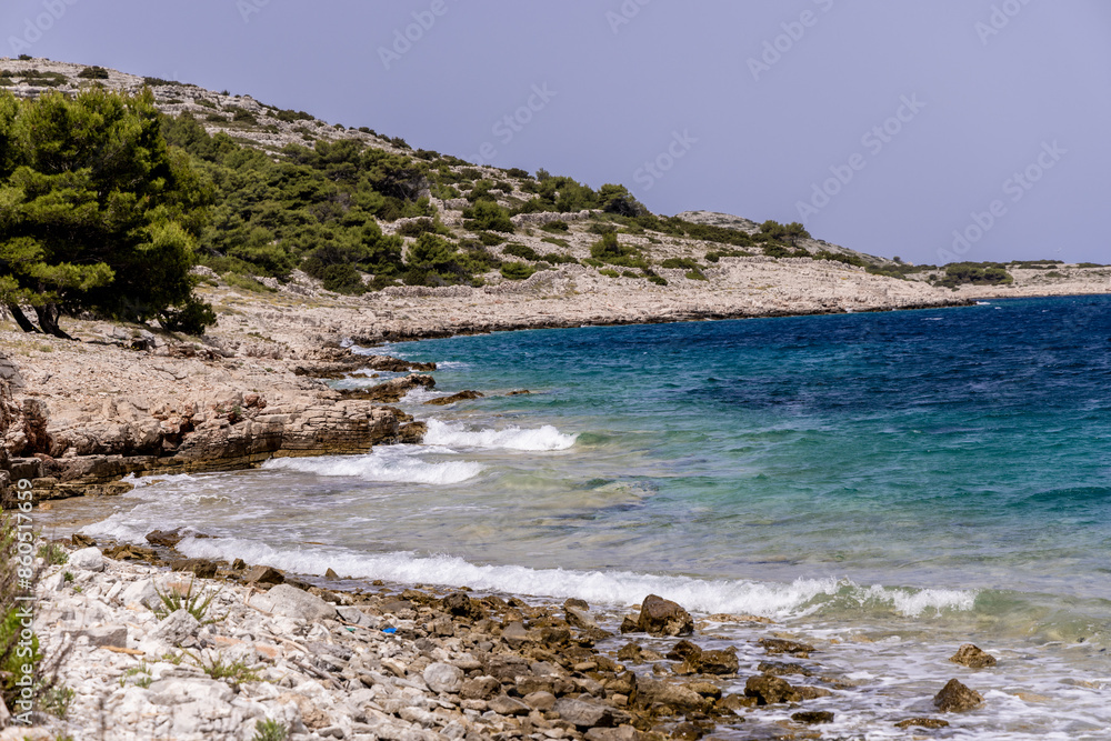 The Mediterranean coast of the island Zirje in Croatia