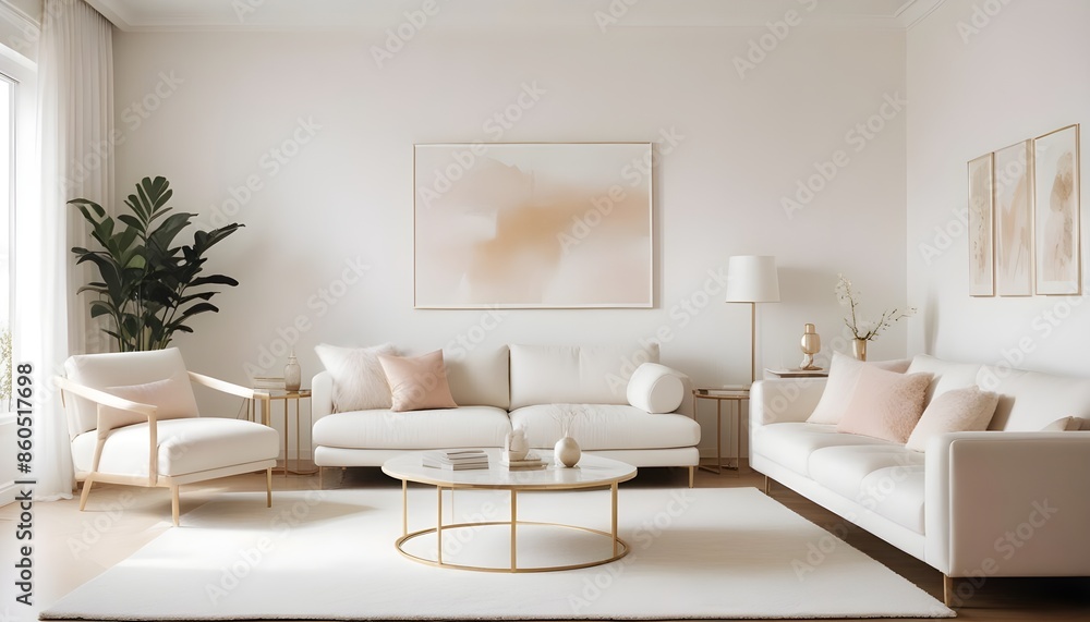 Fototapeta premium white and gold theme modern interior design