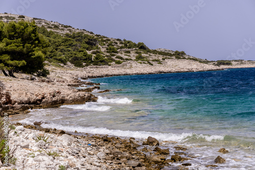 Obraz na płótnie The Mediterranean coast of the island Zirje in Croatia w salonie