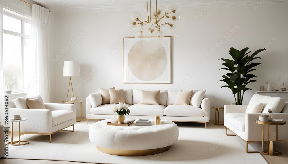 Fototapeta premium white and gold theme modern interior design