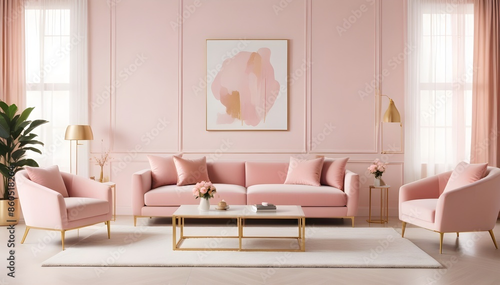 Fototapeta premium white and gold theme modern interior design