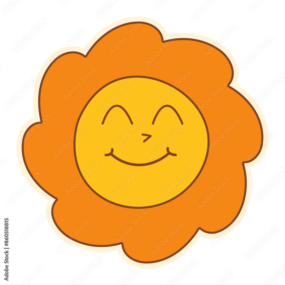 Cute Pop Retro Groovy flower Sticker Clipart Cute Pop Retro Groovy flower Sticker Clipart