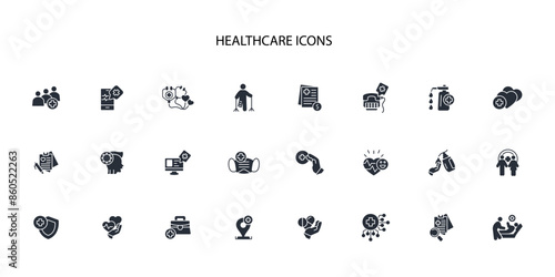 Healthcare icon set.vector.Editable stroke.linear style sign for use web design,logo.Symbol illustration.