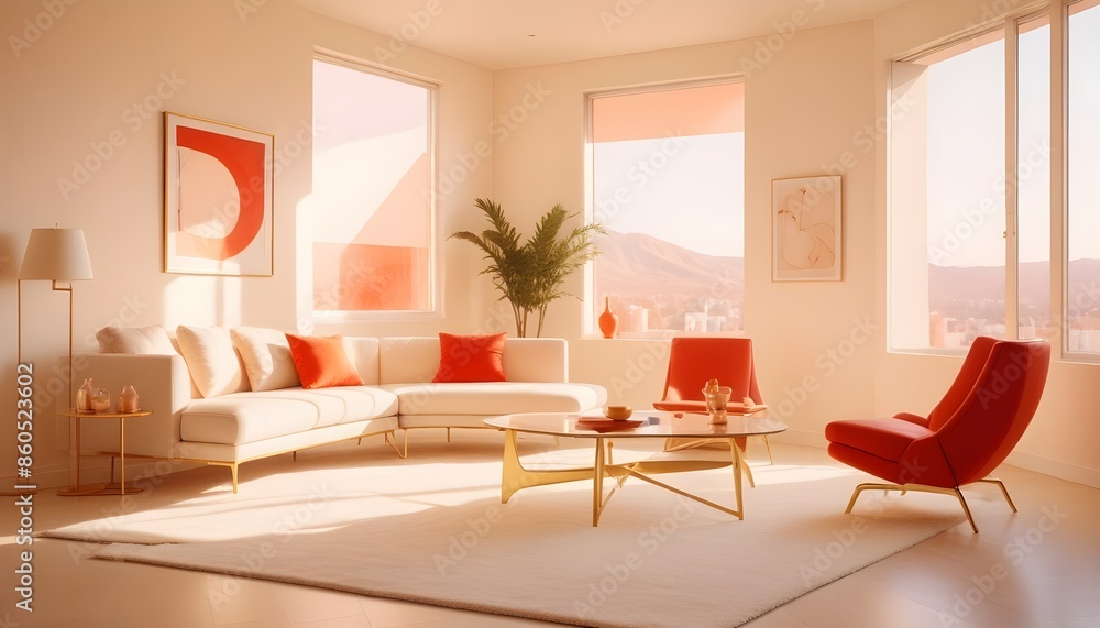 Fototapeta premium white and gold theme modern interior design