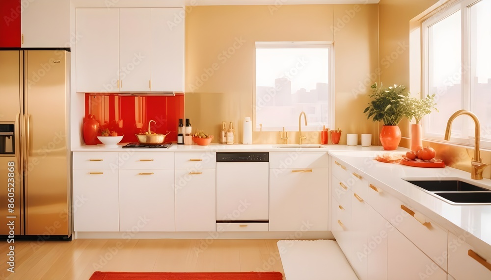 Fototapeta premium white and gold theme modern interior design