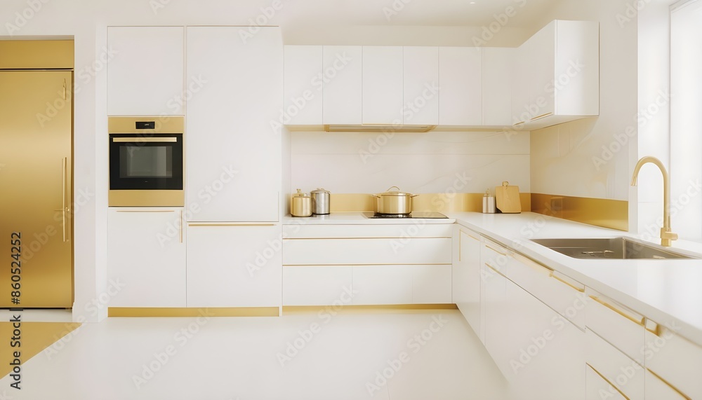 Fototapeta premium white and gold theme modern interior design