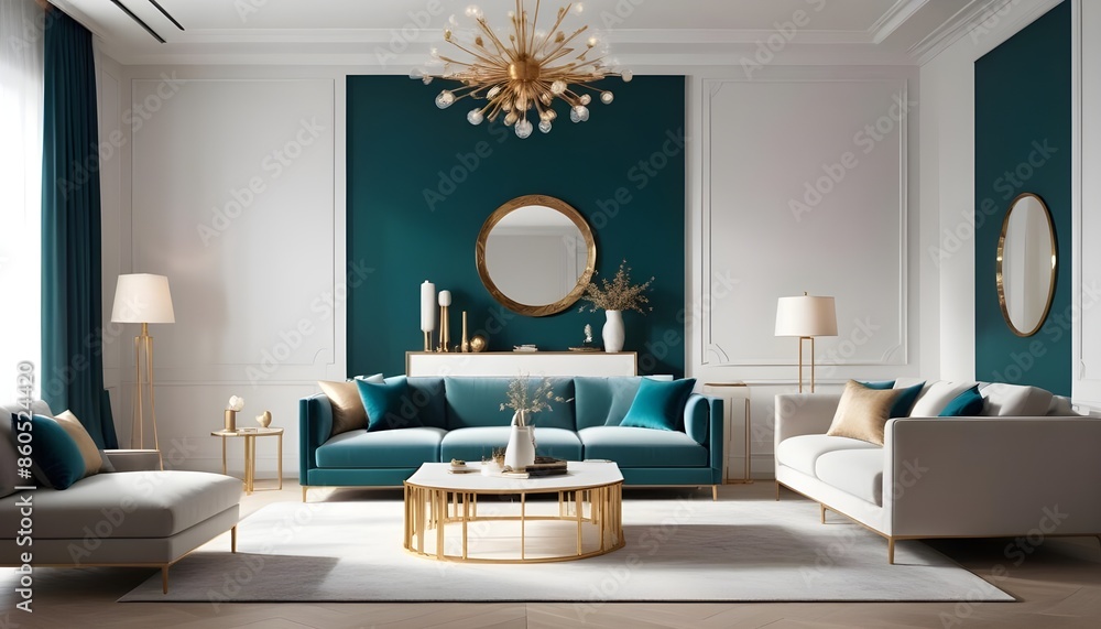 Fototapeta premium white and gold theme modern interior design