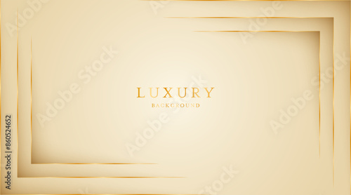 Cream background with elegant golden lines, use for template or cover. Elegant premium cream background. vector illustration	