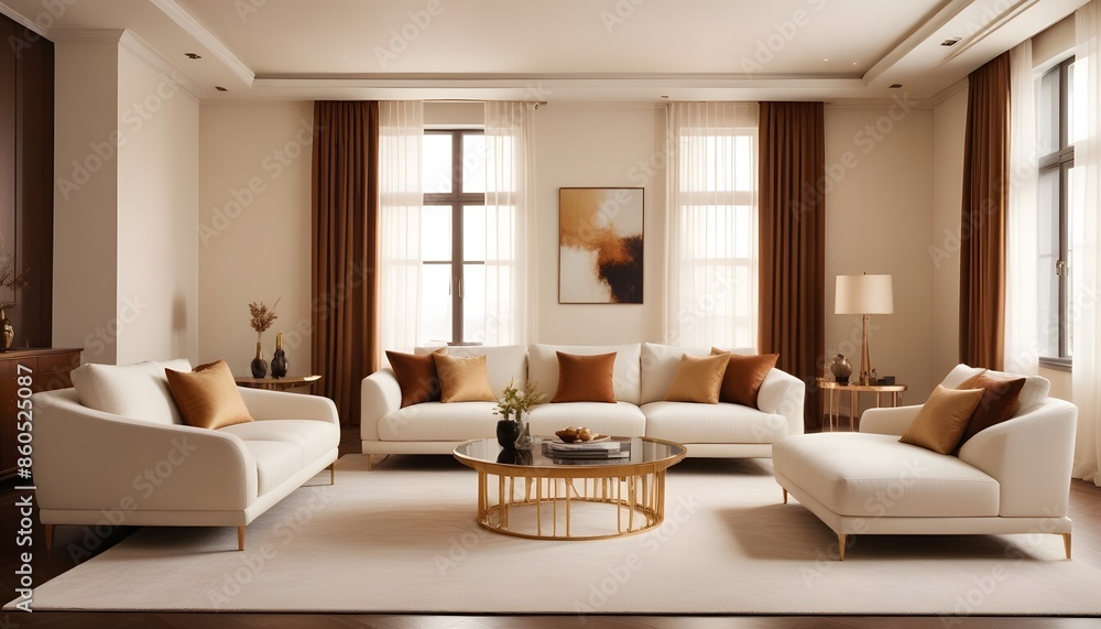 Fototapeta premium white and gold theme modern interior design