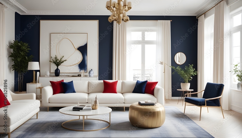 Fototapeta premium white and gold theme modern interior design