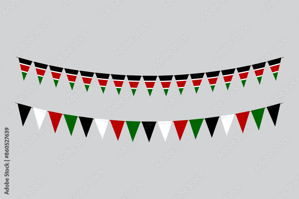 Obraz premium Flags isolated.Kenya paper bunting. flags birthday, anniversary, celebrate event.