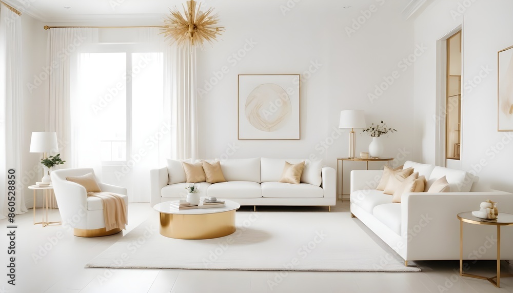 Fototapeta premium white and gold theme modern interior design