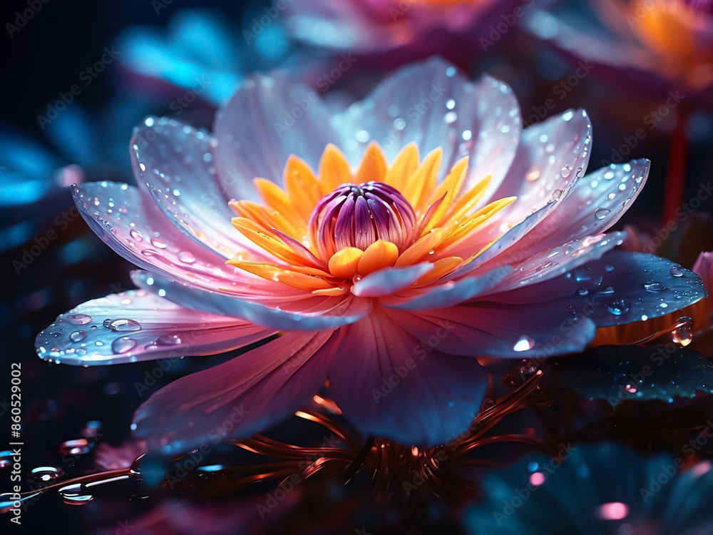 Raindrops on the petals of a beautiful flower Raindrops on the petals of a beautiful flower