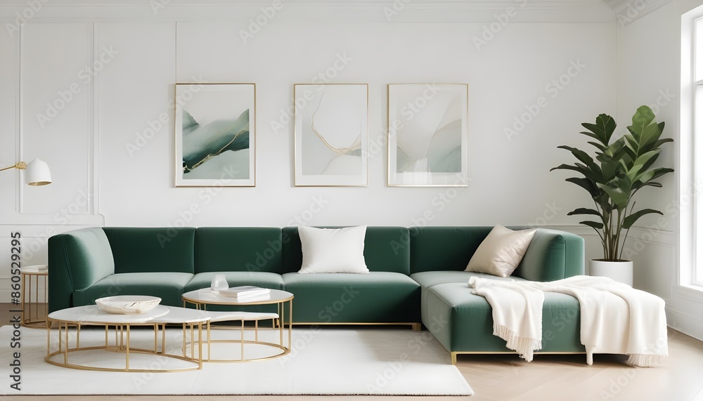 Fototapeta premium white and gold theme modern interior design